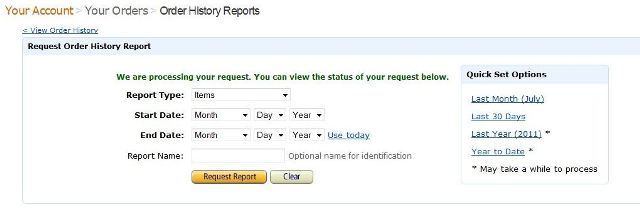 Amazon Order History Report Request